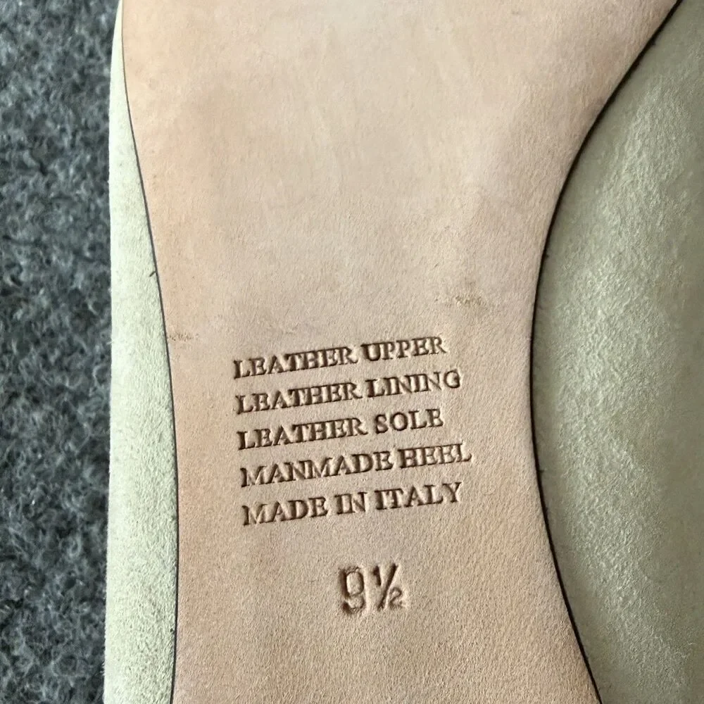 Garnet Hill Petra Suede Ballet Flats Beige Made In Italy Women's 9.5 Comfort
